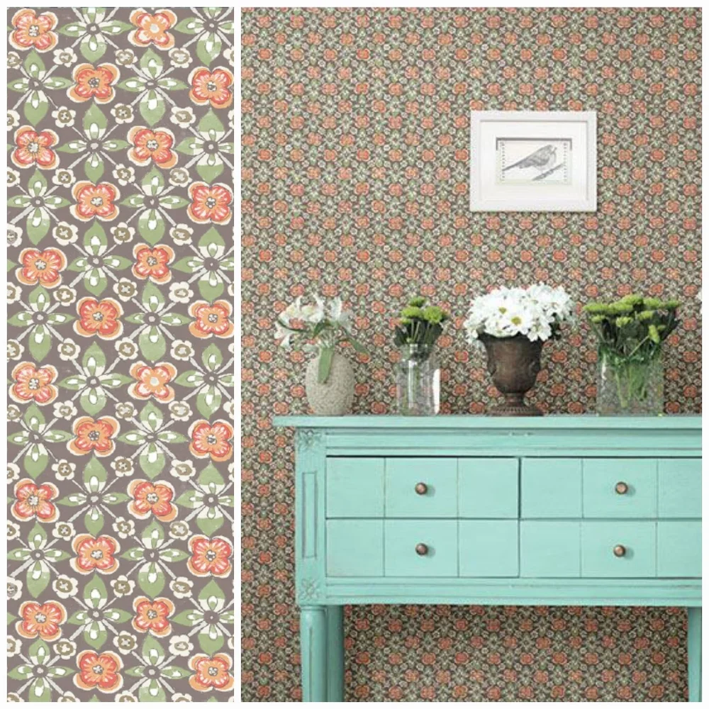 Wallpaper Free Spirit Coral Floral - boho